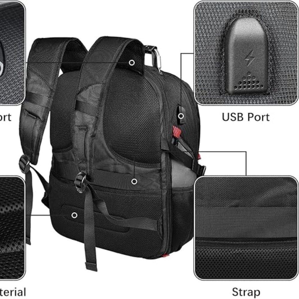 NEW! Topnotch Water-resistant Backpack w/USB/Luggage Strap/Padded Laptop Pocket - Picture 4 of 16
